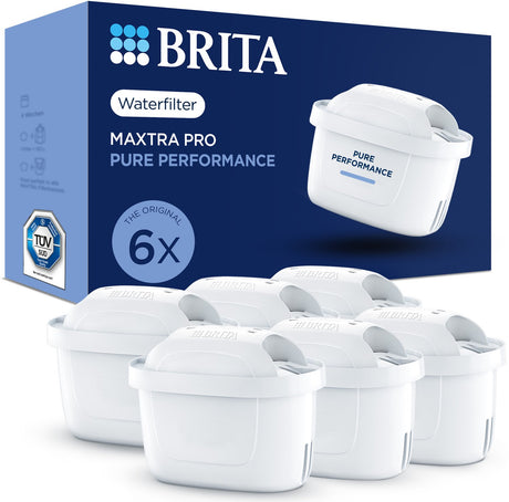 Brita Wasserfilterkartusche Maxtra Pro Pure Performance – 6 Stück – Original Wasserfilter für Wasserfilterkannen – filtert Verunreinigungen wie Herbizide, PFAs, Chlor, Kalk und Metalle