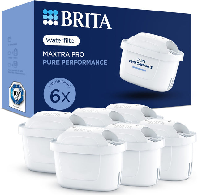 Brita Wasserfilterkartusche Maxtra Pro Pure Performance 6er-Pack – Original-Nachfüllung für alle Kannen für rein schmeckendes Leitungswasser – filtert Verunreinigungen wie PFAs*, Chlor, Kalk und Metalle