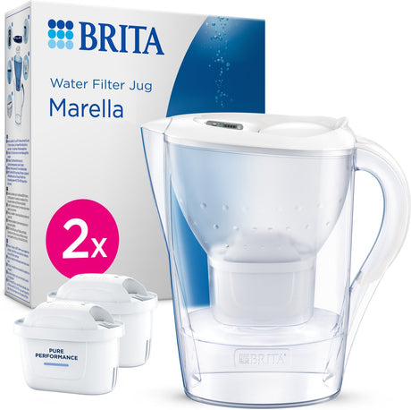 Brita - Wasserfilterkanne - Marella Cool - 2,4l - Weiß - inkl. 2 Maxtra Pro All-in-1-Filterkartuschen – Vorteilspack