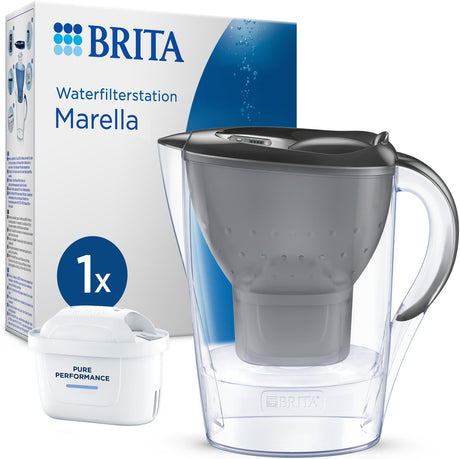 Brita - Wasserfilterkanne - Marella Cool - 2,4l - Grau - inkl. 1 Maxtra Pro All-in-1-Wasserfilterkartusche