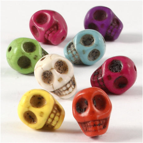 Creativ Company Howlith Perlen Totenköpfe 12 mm Multi 32 Stück