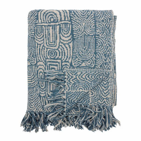 Bloomingville - bresso plaid, blauw, gerecycled katoen - 130x160cm