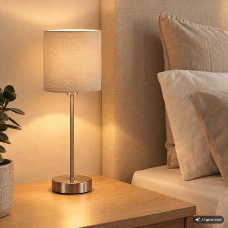 Briloner - Stoff - Tischleuchte - inkl. Ein-/Ausschalter – E14 – 25 W – Taupe – Metallgewebe