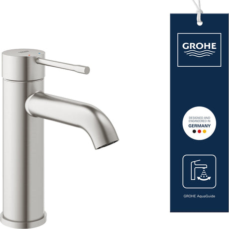 Grohe Essence New Waschtischarmatur – ohne Ablaufgarnitur – fester Auslauf – Supersteel – 23590dc1