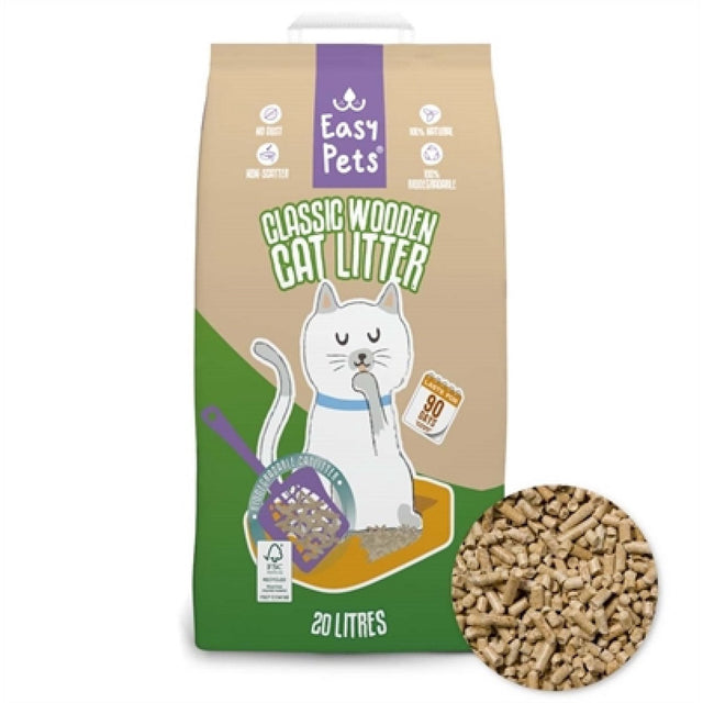 Biologisch abbaubare klassische Holzpellets-Katzenstreu von Easypets