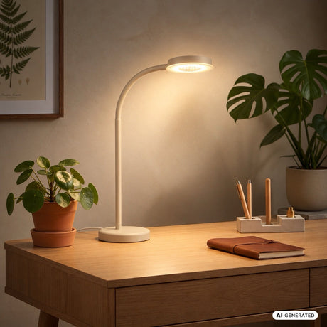 B.k.licht briloner megg - LED-Tischlampe - Schreibtischlampe - dimmbar - Touch-Steuerung - warmweißes Licht - 12 W - 800 lm - Beige - 40 cm