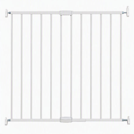 Munchkin Metall-Schraubtor – Treppenschutzgitter mit Bohrung – Schutzgitter mit Wandbefestigung – 64,5 bis 102 cm – oben und unten verstellbar – weiß