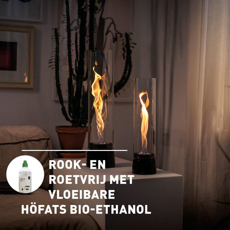 Höfats Spin Air Tischfeuer 900 Schwarz Tischkamin für drinnen und draußen, moderner Bio-Ethanol-Tischkamin mit langer Brenndauer, innovative Biobrenner-Technologie, wärmender Kamin mit Flammenwirbel