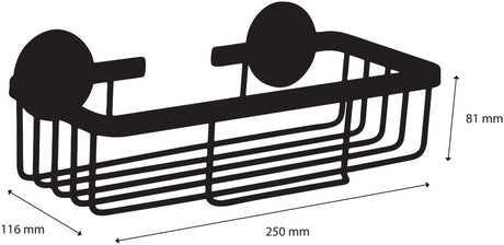 Differnz selbstklebendes Duschregal schwarz – Duschkorb – hängendes Rechteck – Duschregal ohne Bohren – Aluminium – 25 x 11,6 x 8,1 cm