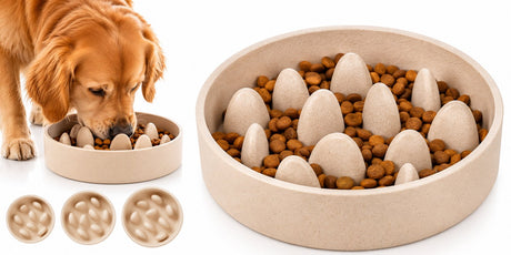 Flamingo Antifresser Hund - Slow Feeder - Hundefutternapf - ø21,5 cm - 1,49l - Greni Futternapf - Beige - Rund