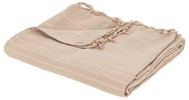 Atmosphera bedsprei deken plaid - beige - katoen - 220 x 160 cm - geknoopt