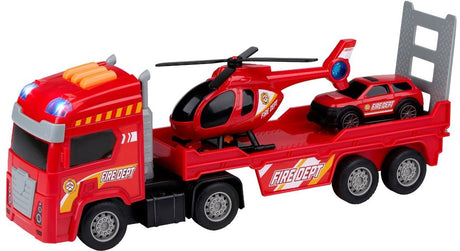 Eddy Toys Getriebe-Feuerwehrauto-Set – Spielzeug-Feuerwehr-Set mit Licht und Sound