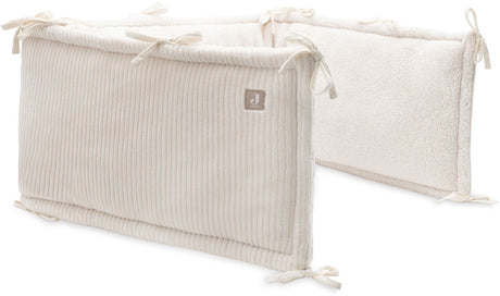 Jollein baby boxbumper ledikant - 180x30cm - katoen - cloudy rib - oatmeal