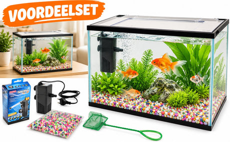Flamingo Aquarium Lollipop – 16 l – komplettes Aquarium-Set mit Filter, Kies-Abdeckglas – Kunststoff – Aquarium für Süßwasser