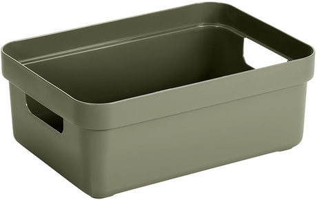 Sunware Sigma Home Aufbewahrungsbox 9l – 35x24,6x12,2 cm – dunkelgrün – BPA-freier Kunststoff, stapelbar (Deckel separat erhältlich) – stilvoller Aufbewahrungskorb für Kinderzimmer Wohnzimmer