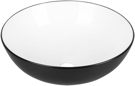 Differnz Duo-Waschtisch aus Keramik, Durchmesser 39,5 x 13,5 cm, Schwarz und Weiß