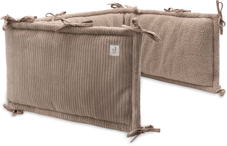 Jollein Baby-Laufgitter-Stoßstange – 180 x 30 cm – Baumwolle – wolkige Rippe – Milchkaffee