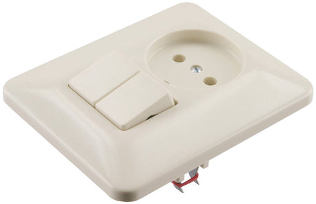 Markenlose Sans-Marque-Einbau-Basiselement-Kombi-Wandsteckdose (WC) 1-fach + Serienschalter creme