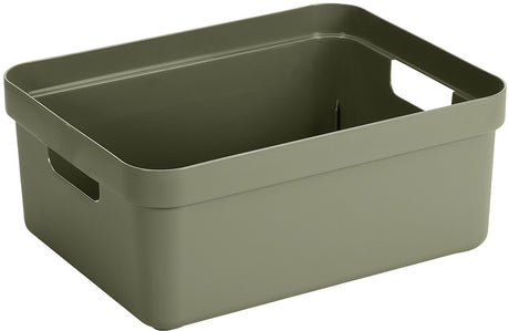 Sunware Sigma Home Aufbewahrungsbox 24l – 44,5 x 34,5 x 18,3 cm – dunkelgrün – BPA-freier Kunststoff, stapelbar (Deckel separat erhältlich) – stilvoller Aufbewahrungskorb für Kinderzimmer und Wohnzimmer