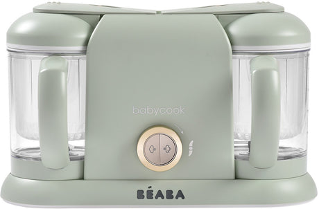 Béaba Babycook Duo-Küchenmaschine – 4-in-1-Babynahrungszubereiter mit zwei 1100-ml-Schüsseln – XXL-Kapazität von 2200 ml für Zwillinge und Essenszubereitung – in 15 Minuten fertig – Zyklon-Mischklinge für jede Textur – nebliges Grün