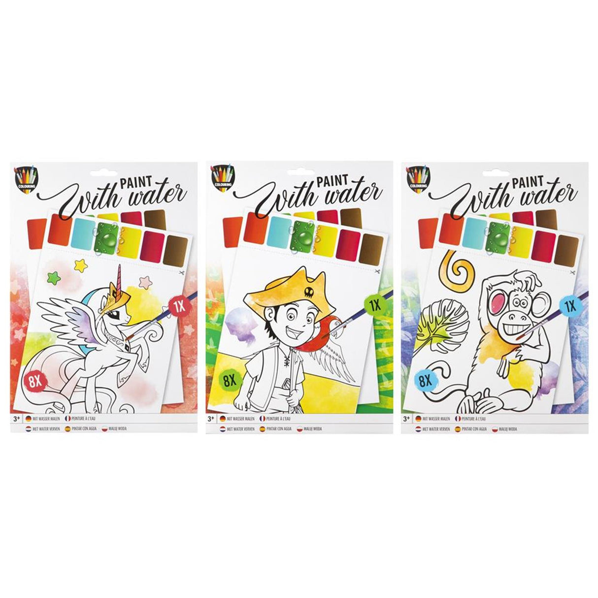 Kreatives Gruppengemälde zum Thema Wasser, 9 Teile.