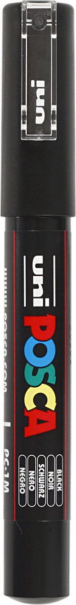 Uni-Posca Posca-Marker, Größe PC-1m, Strichstärke 0,7 mm, extrafein, schwarz, 1 Stück