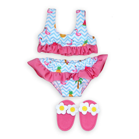 Heless Puppenbikini mit Flamingo-Slippern, 35-45 cm