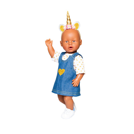 Heless Puppenkleid mit goldenem T-Shirt, 28-35 cm