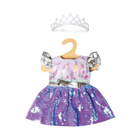 Heless Doll Kleidungsgebühr und Einhorn mit Pailletten und Kroon, 28-35 cm