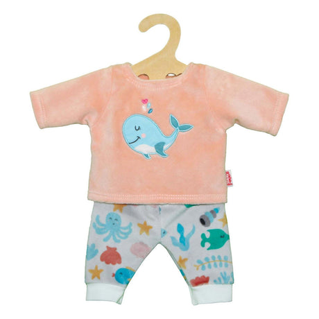 Heless Puppen flauschiger Pyjama rosa Wal, 28-35 cm