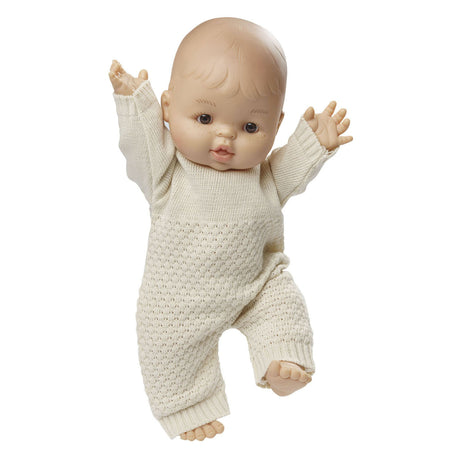 Heless Puppen-Strickoverall ecru, 28-35cm