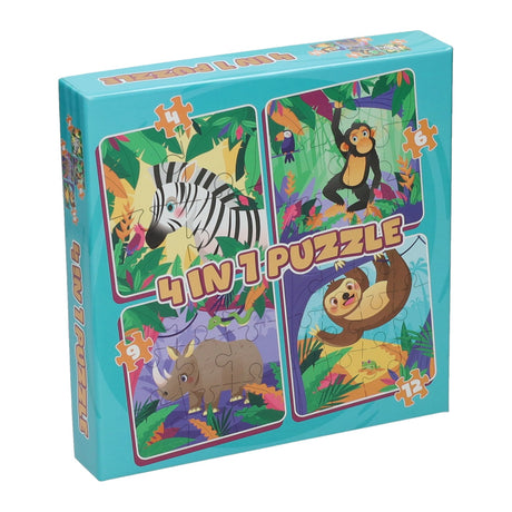 Wins Holland Puzzle 4in1 - Wilde Tiere, 12 Teile.