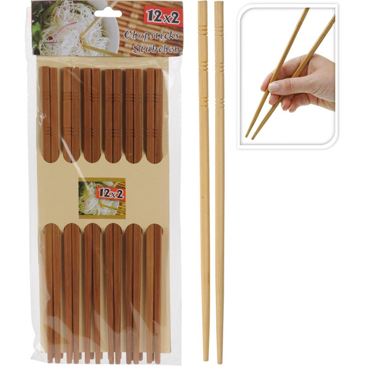 Excellent Houseware Essstäbchen-Set aus Bambus-Essstäbchen, 12 Paar