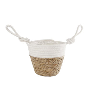 Kein Markenkorb Blois S natürlicher Korbgeflecht-Creme-Baumwolltopf 15 18x12x29cm | 5 Stück