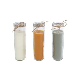 Kerze Samen des Lebens 3 sortiertes Glas 5x5x17 cm | 5 Stück