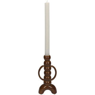 No brand Kerzenständer aus feinem Steingut braun 10x4,5x21,5cm | 2 Stk