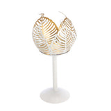 No brand Teelichthalter auf Fuß Blatt Lina Creme Gold Metall 10x10x21cm | 2 Stk