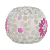 Keine Marke Laterne Holly M weiß rosa Kugel Glas 9x8x8cm | 2 Stk