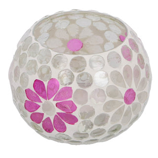 Keine Marke Laterne Holly M weiß rosa Kugel Glas 9x8x8cm | 2 Stk