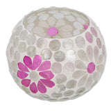 Keine Marke Laterne Holly M weiß rosa Kugel Glas 9x8x8cm | 2 Stk