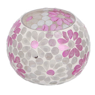 Keine Marke Laterne Holly l weiß rosa Kugelglas 10x14x14cm | 2 Stk