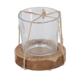 No brand Teelichthalter Maro klares Naturglas Holz 7,5x7,5x7cm | 6 Stück