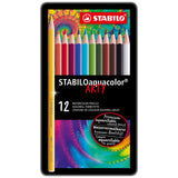 Stabilo 12 Aquacolor-Buntstifte in Metallbox