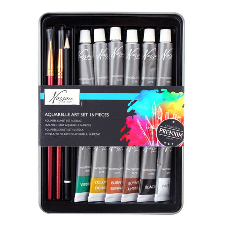 Nassau Fine Art Aquarellfarbe mit Zubehör, 16 Teile.
