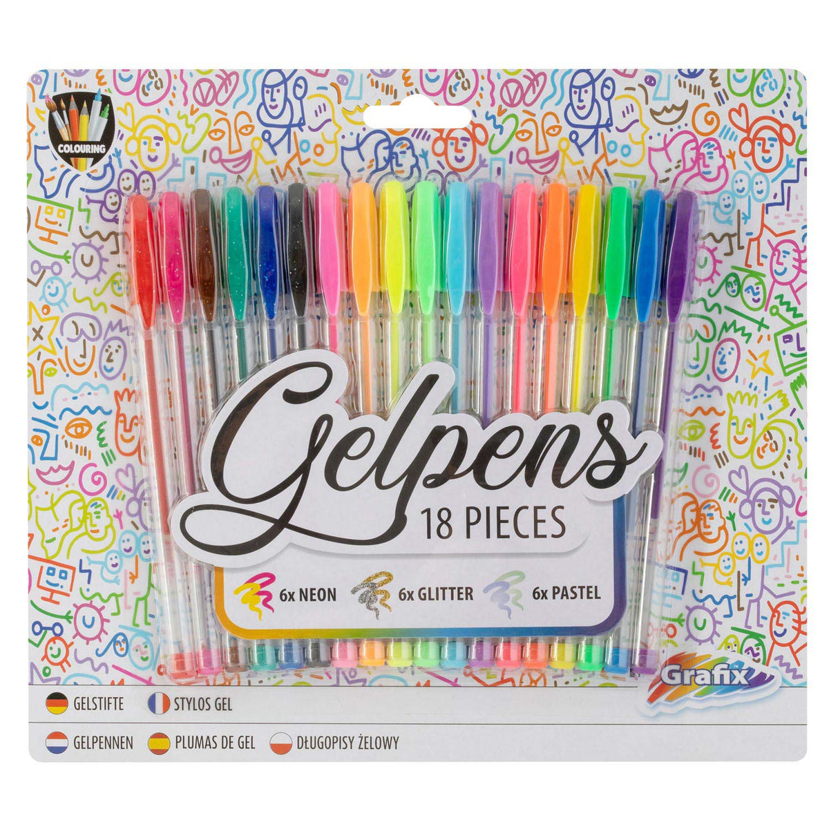 Grafix Gel Penny Set Neon Glitter Pastell, 18dlg.