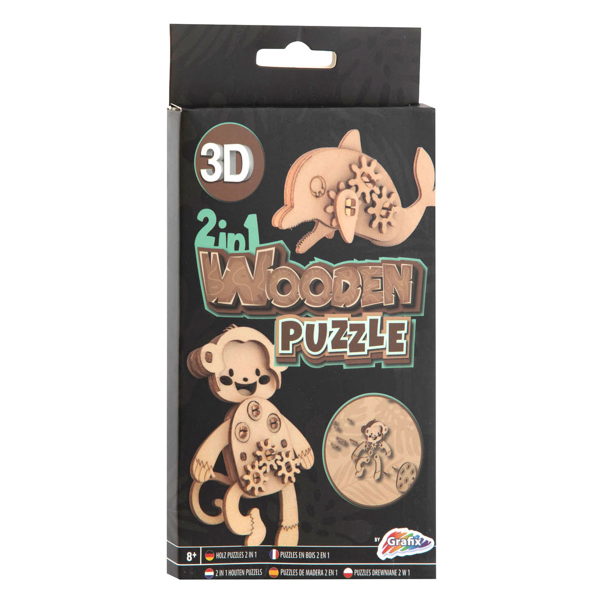 Grafix 2-in-1 3D-Tierpuzzle aus Holz