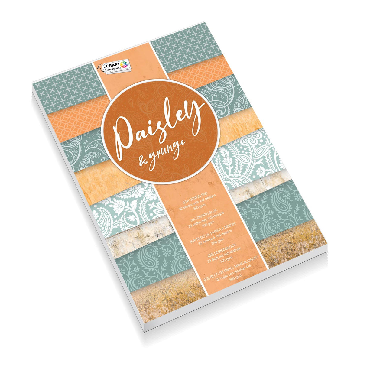 Kreative Bastelgruppe, Bastelkarton, A5, 32 Blatt – Paisley-Grunge