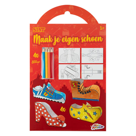 Grafix Sinterklaas Bastelset – Machen Sie Ihren eigenen Schuh, 4 Designs + 4 Bleistifte