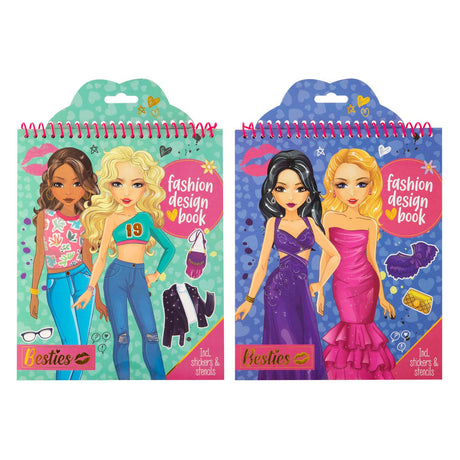 Besties Modedesign-Mal- und Stickerbuch mit Schablonen