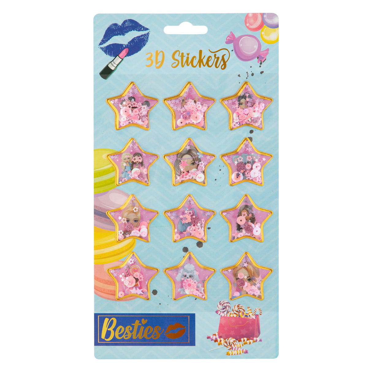 Besties Grafix 3D-Glitzeraufkleber, 12er-Pack